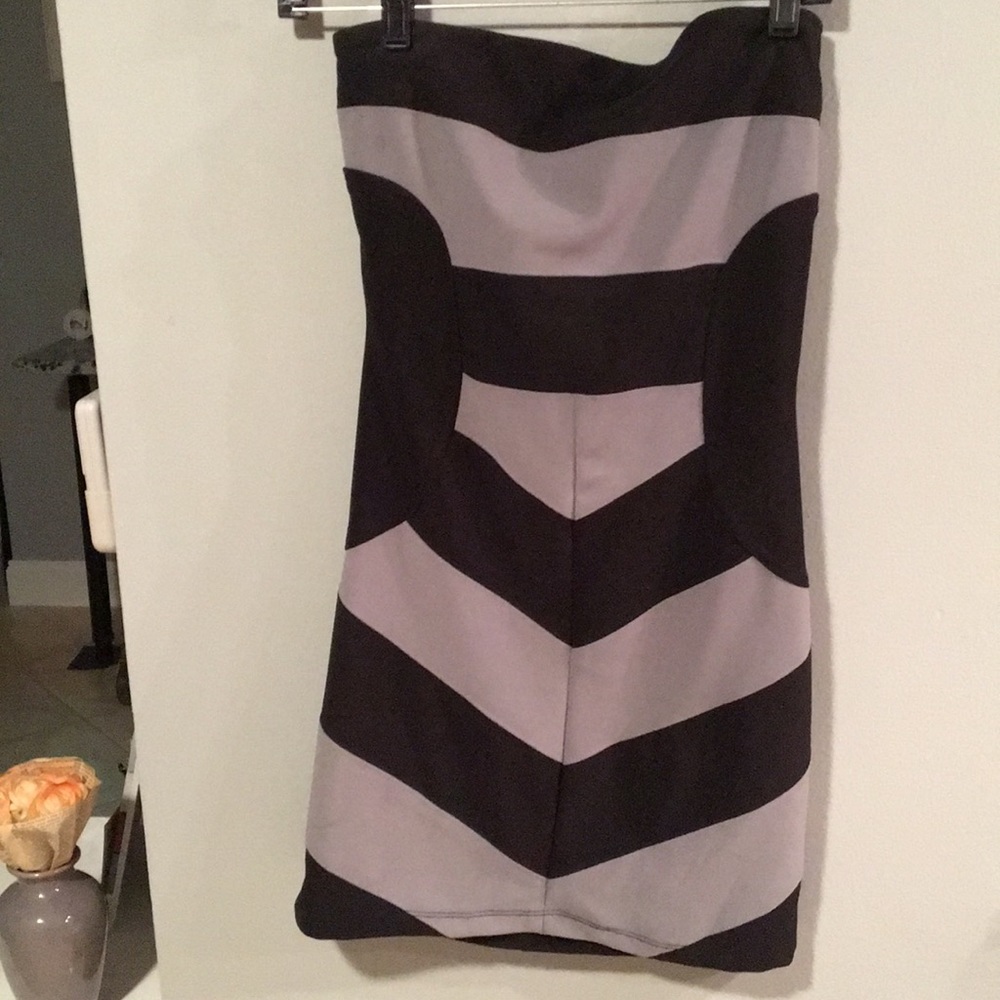 Black and gray Strapless dress
